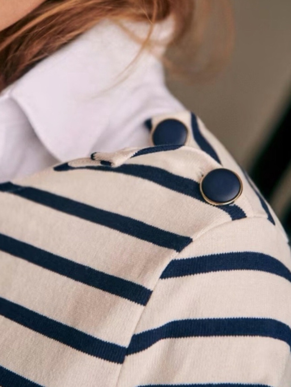 (Size small) Sezane Colette Mariniere Ecru Navy Striped Top - Picture 4 of 10